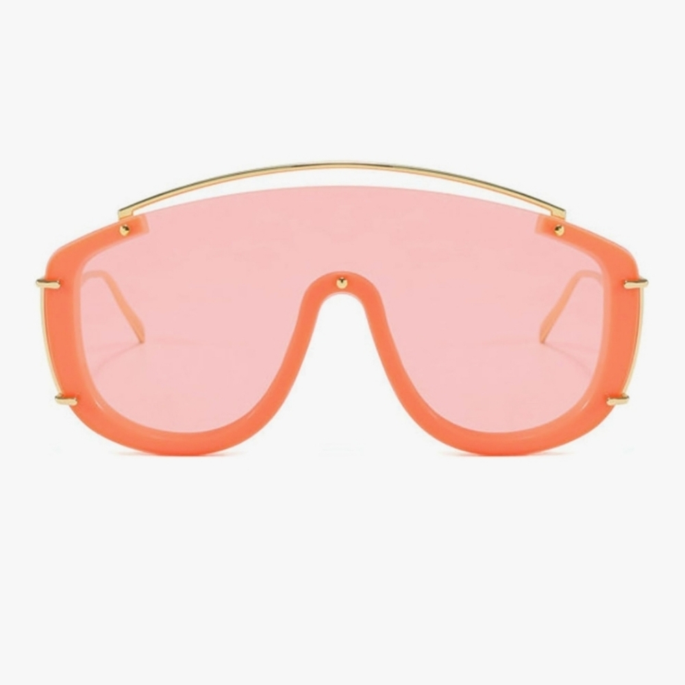 PINK CURVED GOLD FRAMED SUNGLASSES